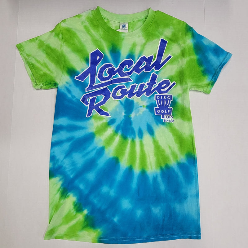 Local Route Team Logo Cotton T-Shirt Destressed Design - Tie Dye