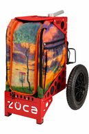 Zuca All Terrain Disc Golf Cart - Red Frame With Twilight Trail Insert Bag