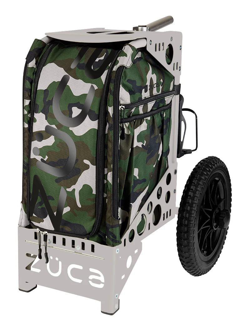 Zuca Gray All Terrain Disc Golf Cart - Woodland Camo All Terrain Insert Bag