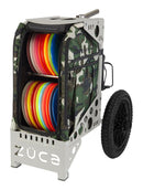 Zuca All Terrain Disc Golf Cart - Gray Frame With Woodland Camo Insert Bag