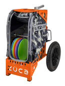 Zuca All Terrain Disc Golf Cart - Orange Frame With Anaconda Insert Bag