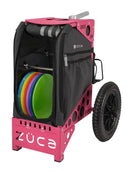 Zuca All Terrain Disc Golf Cart - Pink Frame With Gunmetal Insert Bag