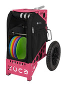 Zuca All Terrain Disc Golf Cart - Pink Frame With Onyx Insert Bag