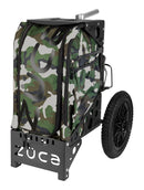 Zuca All Terrain Disc Golf Cart - Black Frame With Woodland Camo Insert Bag
