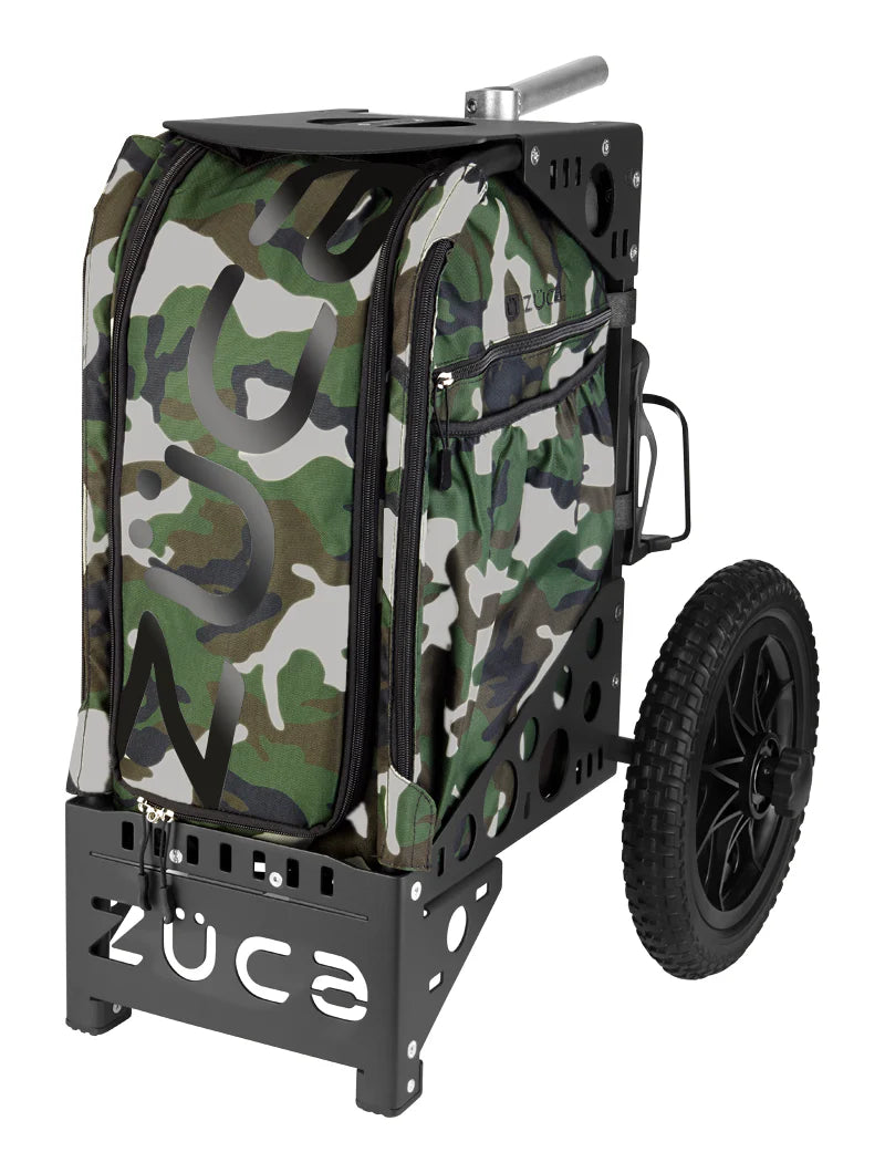 Zuca Black All Terrain Disc Golf Cart - Woodland Camo All Terrain Insert Bag