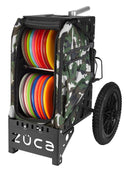 Zuca All Terrain Disc Golf Cart - Black Frame With Woodland Camo Insert Bag