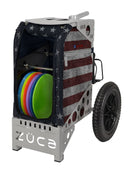 Zuca All Terrain Disc Golf Cart - Gray Frame With Old Glory Insert Bag