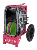 Zuca All Terrain Disc Golf Cart - Pink Frame With Anaconda Insert Bag
