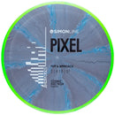 Axiom Cosmic Electron Medium Simon Line Pixel putt & approach disc, gray and blue disc with lime green rim
