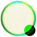 Axiom Eclipse Defy driver disc, Blank (no top stamp) stamp, glow disc with green and blue rim