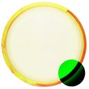 Axiom Eclipse Defy driver disc, Blank (no top stamp) stamp, glow disc with yellow and red rim
