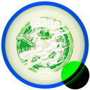Axiom Eclipse Simon Line Aspect driver disc, Simon Lizotte 2026 Halloween Team Series stamp, green disc with blue rim