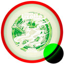 Axiom Eclipse Simon Line Aspect driver disc, Simon Lizotte 2026 Halloween Team Series stamp, green disc with red rim