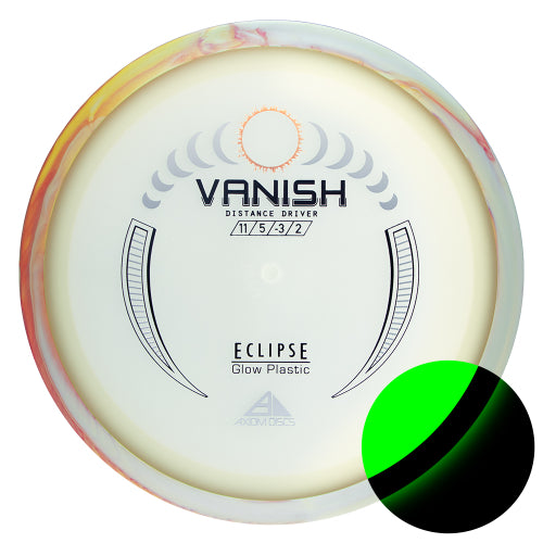 Axiom Eclipse Vanish driver disc, glow disc with white and multi color rim