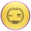 Axiom Electron Firm Envy putt & approach disc, James Conrad World Champion Signature Series stamp, yellow disc with purple rim