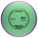 Axiom Electron Medium Envy putt & approach disc, James Conrad World Champion Signature Series stamp, green disc with purple rim