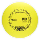 Axiom Electron Soft Envy putt & approach disc, James Conrad World Champion Signature Series stamp, yellow disc with white rim