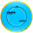 Axiom Fission Crave fairway driver disc, light blue disc with yellow and black rim