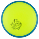 Axiom Fission Fireball driver disc, Lab Second stamp, yellow disc with blue rim