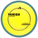 Axiom Fission Vanish driver disc, yellow disc with dark blue rim
