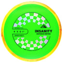 Axiom Neutron Insanity fairway driver disc, lime green disc with orange and yellow rim