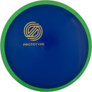 Axiom Neutron Simon Line Aspect driver disc, Simon Line Prototype Mini Stamp stamp, blue disc with green rim