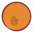 Axiom Neutron Simon Line Balance midrange disc, Lab Second stamp, orange disc with dark pink rim