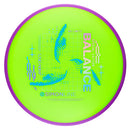 Axiom Neutron Simon Line Balance midrange disc, "No Limits" Special Edition stamp, light green disc with purple rim