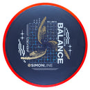Axiom Neutron Simon Line Balance midrange disc, "No Limits" Special Edition stamp, midnight blue disc with red rim