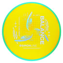 Axiom Neutron Simon Line Balance midrange disc, "No Limits" Special Edition stamp, yellow disc with turquoise rim