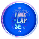 Axiom Neutron Simon Line Time-Lapse Retooled driver disc, Time-Lapse Typography stamp, blue disc with purple and light blue rim