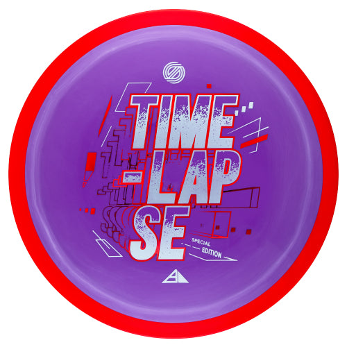Axiom Neutron Simon Line Time-Lapse Retooled driver disc, Time-Lapse Typography stamp, purple disc with red rim