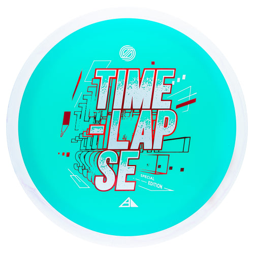 Axiom Neutron Simon Line Time-Lapse Retooled driver disc, Time-Lapse Typography stamp, turquoise disc with white rim
