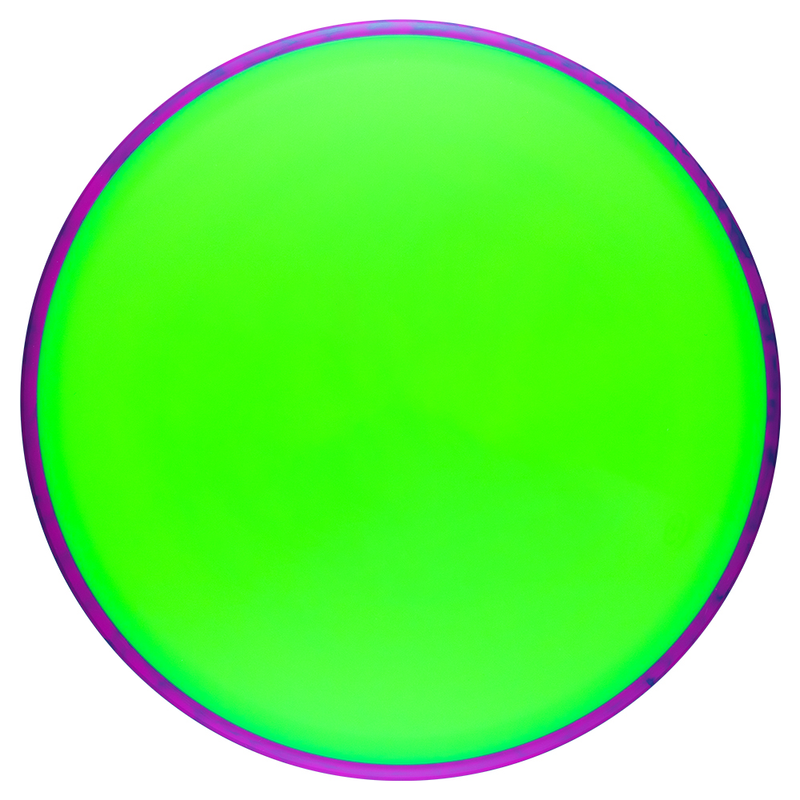 Axiom Neutron Tempo midrange disc, Blank (no top stamp) stamp, green disc with purple rim