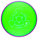 Axiom Neutron Tempo midrange disc, light green disc with purple rim