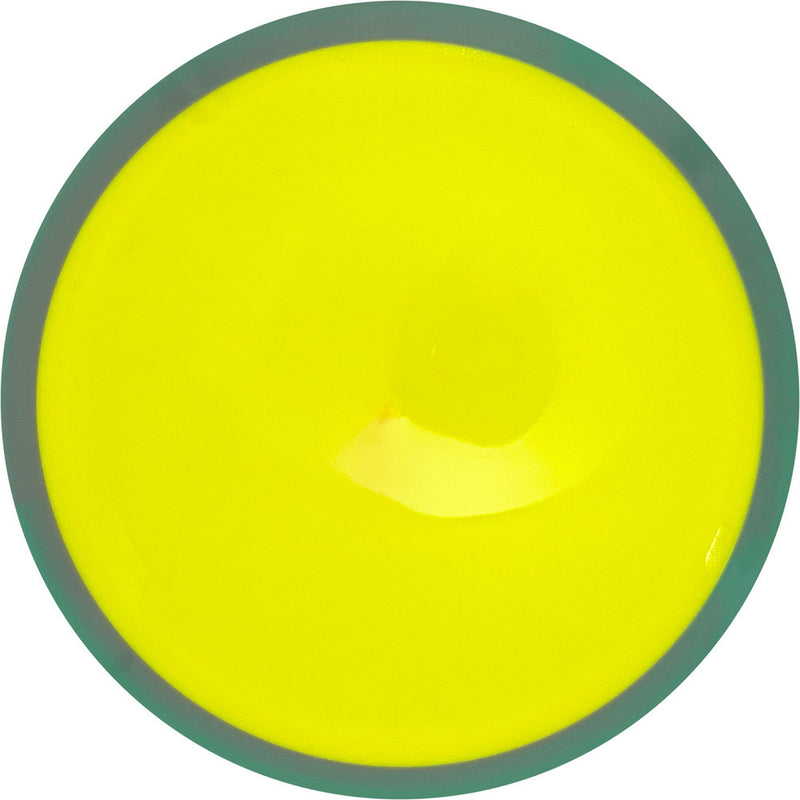 Axiom Neutron Vanish driver disc, Blank (no top stamp) stamp, yellow disc with turquoise and light purple rim