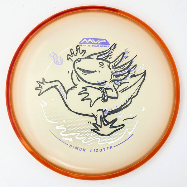 Axiom Particle Eclipse Simon Line Pixel putt & approach disc, Simon Lizotte 2025 Team Series "Lizottl'" stamp, glow disc with orange and dark orange rim