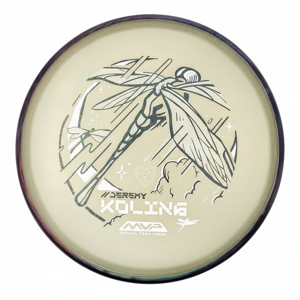 Axiom Particle Eclipse Tempo midrange disc, Jeremy Koling 2025 Team Series "Dragonfly" stamp, glow disc with blue and purple rim
