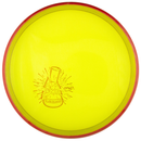 Axiom Particle Glow Proton Tempo midrange disc, Lab Second stamp, green yellow disc with orange-red and orange rim