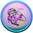 Axiom Particle Glow Soft Proton Hex midrange disc, 2026 OTB Open "Vibes" stamp, purple disc with turquoise rim