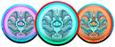Axiom Particle Glow Soft Proton Rhythm fairway driver disc, 2026 OTB Open "Wings" stamp, multi color disc with multi color rim