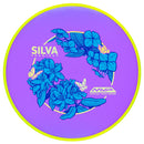 Axiom Plasma Soft Proxy putt & approach disc, Silva Saarinen 2026 Team Series "Bouquet" stamp, purple disc with yellow rim