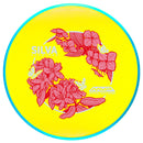 Axiom Plasma Soft Proxy putt & approach disc, Silva Saarinen 2026 Team Series "Bouquet" stamp, yellow disc with turquoise rim