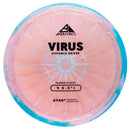 Axiom Plasma Virus driver disc, peach disc with peach and blue rim