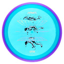 Axiom Prism Proton Soft Defy driver disc, 2025 Champions Cup "Ascension to Zero" stamp, light blue disc with purple rim