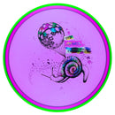 Axiom Prism Proton Soft Envy putt & approach disc, 2025 Champions Cup "Snail Mail" stamp, purple disc with light green rim