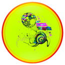 Axiom Prism Proton Soft Envy putt & approach disc, 2025 Champions Cup "Snail Mail" stamp, yellow disc with orange rim