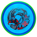 Axiom Prism Proton Soft Pyro midrange disc, 2025 Champions Cup "Sonic Eruption" stamp, blue disc with green rim