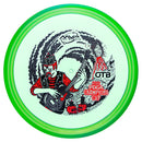Axiom Prism Proton Soft Pyro midrange disc, 2025 Champions Cup "Sonic Eruption" stamp, green disc with light green rim