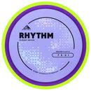 Axiom Proton Rhythm fairway driver disc, yellow disc with black and purple rim
